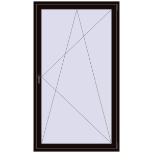 Drzwi balkonowe plastikowe 1200x2100 mm Jednoskrzydłowe. Widok od środka Zamów teraz Drzwi balkonowe 1200x2100 mm BALCONY DOOR REHAU SYNEGO BLACK_BROWN dwustronny