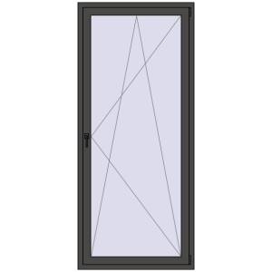 Drzwi balkonowe plastikowe 1000x2250 mm Jednoskrzydłowe. Widok od środka Zamów teraz Drzwi balkonowe 1000x2250 mm BALCONY DOOR REHAU EURO 70 BASALT_GREY dwustronny