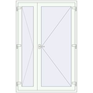 Drzwi zewnętrzne plastikowe 1400x2100 mm Podwójny liść. Widok od środka Zamów teraz Drzwi zewnętrzne 1400x2100 mm DOOR KORSA ABSOLUTE REHAU GENEO