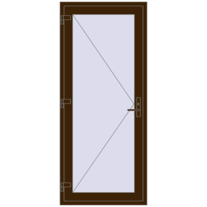 Plastic entrance door 860x2140 mm Single-leaf. View from inside Buy Entrance doors 860x2140 mm DOOR KORSA OPTIMUM REHAU BRILLANT DARK_OAK two-sided