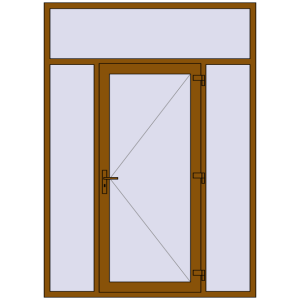 Plastic entrance door 1800x2500 mm With two side panels and fanlight. View from inside Buy Entrance doors 1800x2500 mm DOOR KORSA OPTIMUM REHAU BRILLANT GOLDEN OAK two-sided