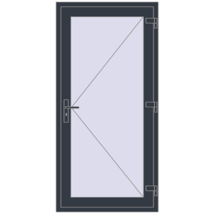 Drzwi zewnętrzne plastikowe 900x1850 mm Jednoskrzydłowe. View from inside Buy Drzwi zewnętrzne 900x1850 mm DOOR KORSA OPTIMUM REHAU BRILLANT ANTHRACITE_GREY_STRUKTURAL dwustronny