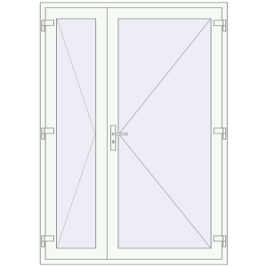 Buy Entrance doors 1500x2100 mm DOOR KORSA OPTIMUM REHAU BRILLANT RAL 9016 Traffic white two-sided