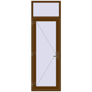 Plastic entrance door 800x2450 mm With fanlight. View from inside Buy Entrance doors 800x2450 mm DOOR KORSA OPTIMUM REHAU BRILLANT WALNUT two-sided