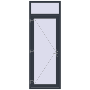 Plastic entrance door 840x2370 mm With fanlight. View from inside Buy Entrance doors 840x2370 mm DOOR KORSA OPTIMUM REHAU BRILLANT ANTHRACITE_GREY_STRUKTURAL two-sided