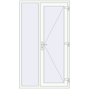 Plastic entrance door 1200x2100 mm With left side panel. View from inside Buy Entrance doors 1200x2100 mm DOOR KORSA OPTIMUM REHAU BRILLANT RAL 9016 Traffic white two-sided