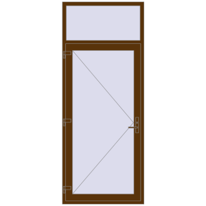 Plastic entrance door 1050x2600 mm With fanlight. View from inside Buy Entrance doors 1050x2600 mm DOOR KORSA OPTIMUM REHAU BRILLANT WALNUT two-sided