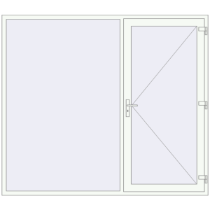 Drzwi zewnętrzne plastikowe 2400x2100 mm Z lewym panelem bocznym. Widok od środka Zamów teraz Drzwi zewnętrzne 2400x2100 mm DOOR OPTIMUM REHAU BRILLANT RAL 9016 Traffic white dwustronny