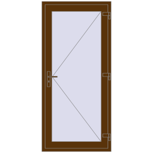 Plastic entrance door 900x2010 mm Single leaf. View from inside Buy Entrance doors 900x2010 mm DOOR OPTIMUM REHAU BRILLANT WALNUT two-sided