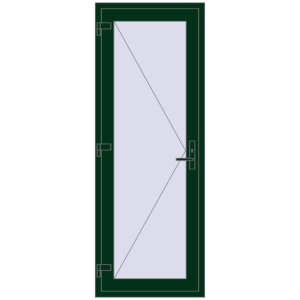 Plastic entrance door 770x2075 mm Single-leaf. View from inside Buy Entrance doors 770x2075 mm DOOR KORSA OPTIMUM REHAU BRILLANT MOSS_GREEN two-sided