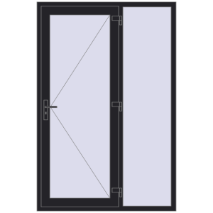 Buy Entrance doors 1400x2100 mm DOOR KORSA OPTIMUM REHAU BRILLANT BLACK_ULTI-MATT two-sided