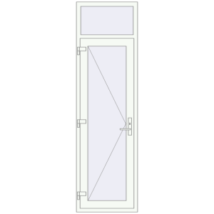 Plastic entrance door 700x2400 mm With fanlight. View from inside Buy Entrance doors 700x2400 mm DOOR KORSA OPTIMUM REHAU BRILLANT RAL 9016 Traffic white two-sided