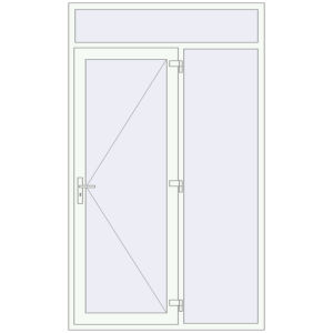 Drzwi zewnętrzne plastikowe 1500x2500 mm Z lewym panelem bocznym i naświetlem. Widok od środka Zamów teraz Drzwi zewnętrzne 1500x2500 mm DOOR KORSA OPTIMUM REHAU BRILLANT RAL 9016 Traffic white dwustronny