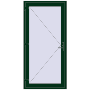 Plastic entrance door 1000x2050 mm Single-leaf. View from inside Buy Entrance doors 1000x2050 mm DOOR KORSA OPTIMUM REHAU BRILLANT MOSS_GREEN two-sided