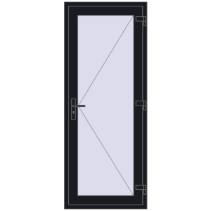 Buy Entrance doors 800x2000 mm DOOR KORSA OPTIMUM REHAU BRILLANT BLACK_COOL_110L-2 two-sided