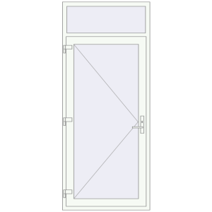 Drzwi zewnętrzne plastikowe 1000x2380 mm Z naświetlem. Widok od środka Zamów teraz Drzwi zewnętrzne 1000x2380 mm DOOR KORSA OPTIMUM REHAU BRILLANT RAL 9016 Traffic white dwustronny
