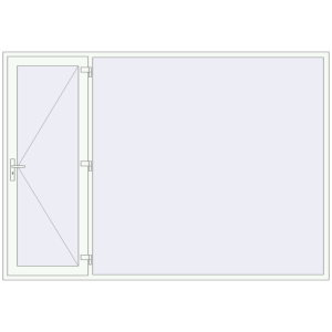 Drzwi zewnętrzne plastikowe 3000x2100 mm Z prawym panelem bocznym. Widok od środka Zamów teraz Drzwi zewnętrzne 3000x2100 mm DOOR KORSA ENERGY-SAVING REHAU SYNEGO RAL 9016 Traffic white dwustronny
