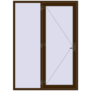 Plastic entrance door 1600x2200 mm With left side panel. View from inside Buy Entrance doors 1600x2200 mm DOOR KORSA OPTIMUM REHAU BRILLANT DARK_OAK two-sided