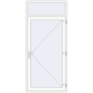 Drzwi zewnętrzne aluminiowe 1130x2520 mm Z naświetlem. Widok od środka Zamów teraz Drzwi zewnętrzne 1130x2520 mm DOOR KORSA ALU STANDARD 72 RAL 9016 Traffic white dwustronny
