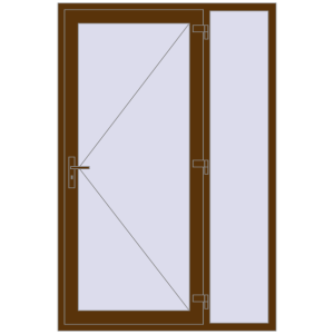 Buy Entrance doors 1400x2100 mm DOOR KORSA ENERGY-SAVING REHAU SYNEGO WALNUT two-sided