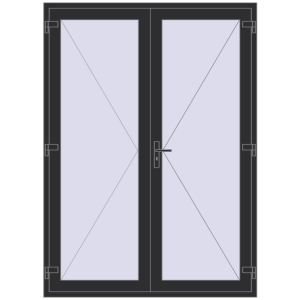 Buy Entrance doors 1630x2250 mm DOOR KORSA ENERGY-SAVING REHAU SYNEGO ANTHRACITE_GREY_GLATT two-sided