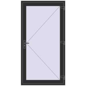 Drzwi zewnętrzne plastikowe 1100x2100 mm Jednoskrzydłowe. Widok od środka Zamów teraz Drzwi zewnętrzne 1100x2100 mm DOOR KORSA ENERGY-SAVING REHAU SYNEGO ANTHRACITE_GREY_GLATT dwustronny