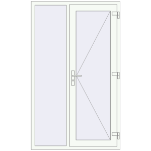 Plastic entrance door 1200x2000 mm With left side panel. View from inside Buy Entrance doors 1200x2000 mm DOOR KORSA OPTIMUM REHAU BRILLANT RAL 9016 Traffic white two-sided