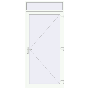 Aluminum entrance door 1170x2600 mm With fanlight. View from inside Buy Entrance doors 1170x2600 mm DOOR KORSA ALU STANDARD 72 RAL 9016 Traffic white two-sided