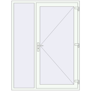 Drzwi zewnętrzne plastikowe 1560x2050 mm Z lewym panelem bocznym. Widok od środka Zamów teraz Drzwi zewnętrzne 1560x2050 mm DOOR KORSA OPTIMUM REHAU BRILLANT RAL 9016 Traffic white dwustronny