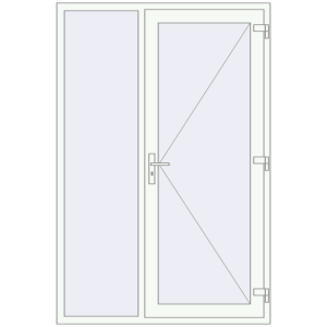 Plastic entrance door 1400x2100 mm With left side panel. View from inside Buy Entrance doors 1400x2100 mm DOOR KORSA OPTIMUM REHAU BRILLANT RAL 9016 Traffic white two-sided