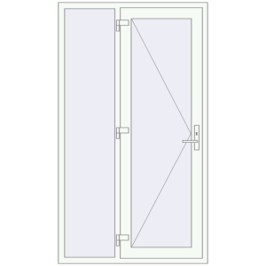 Drzwi zewnętrzne aluminiowe 1200x2100 mm Z lewym panelem bocznym. Widok od środka Zamów teraz Drzwi zewnętrzne 1200x2100 mm DOOR KORSA ALU STANDARD 72 RAL 9016 Traffic white dwustronny