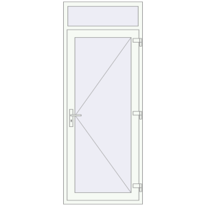 Drzwi zewnętrzne plastikowe 900x2300 mm Z naświetlem. Widok od środka Zamów teraz Drzwi zewnętrzne 900x2300 mm DOOR KORSA OPTIMUM REHAU BRILLANT RAL 9016 Traffic white dwustronny