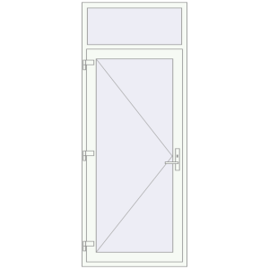 Plastic entrance door 960x2410 mm With upper fanlight. View from outside Buy Entrance doors 960x2410 mm DOOR KORSA OPTIMUM REHAU BRILLANT RAL 9016 Traffic white two-sided