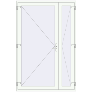 Aluminum entrance door 1560x2360 mm Double-leaf. View from inside Buy Entrance doors 1560x2360 mm DOOR KORSA ALU STANDARD 72 RAL 9016 Traffic white two-sided