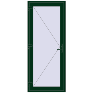 Plastic entrance door 900x2155 mm Single-leaf. View from inside Buy Entrance doors 900x2155 mm DOOR KORSA OPTIMUM REHAU BRILLANT MOSS_GREEN two-sided