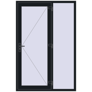 Buy Entrance doors 1400x2100 mm DOOR KORSA OPTIMUM REHAU BRILLANT BLACK_COOL_110L-2 two-sided