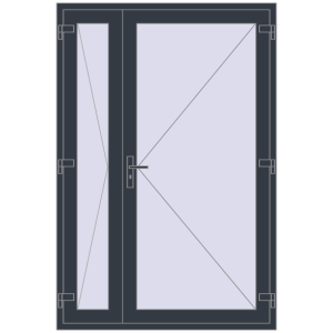 Buy Entrance doors 1400x2080 mm DOOR KORSA OPTIMUM REHAU BRILLANT ANTHRACITE_GREY_STRUKTURAL two-sided