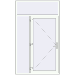 Plastic entrance door 1500x2500 mm With left side panel and fanlight. View from inside Buy Entrance doors 1500x2500 mm DOOR KORSA ENERGY-SAVING REHAU SYNEGO RAL 9016 Traffic white two-sided