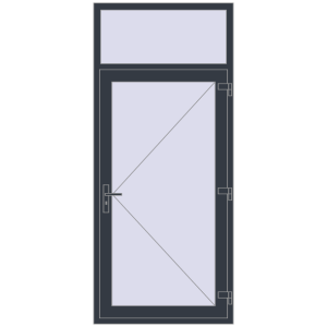 Drzwi zewnętrzne plastikowe 1000x2300 mm Z naświetlem. Widok od środka Zamów teraz Drzwi zewnętrzne 1000x2300 mm DOOR KORSA OPTIMUM REHAU BRILLANT ANTHRACITE_GREY_STRUKTURAL dwustronny