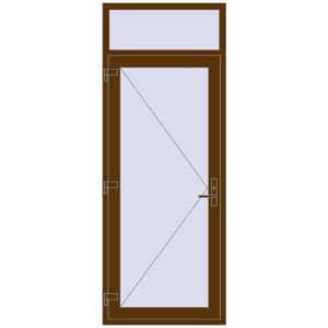 Plastic entrance door 910x2370 mm With fanlight. View from inside Buy Entrance doors 910x2370 mm DOOR KORSA OPTIMUM REHAU BRILLANT WALNUT two-sided