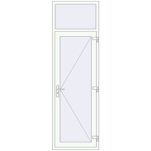 Plastic entrance door 800x2550 mm With fanlight. View from inside Buy Entrance doors 800x2550 mm DOOR KORSA OPTIMUM REHAU BRILLANT RAL 9016 Traffic white two-sided
