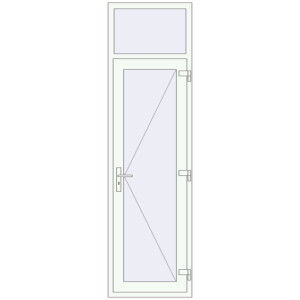 Plastic entrance door 700x2450 mm With fanlight. View from inside Buy Entrance doors 700x2450 mm DOOR KORSA OPTIMUM REHAU BRILLANT RAL 9016 Traffic white two-sided