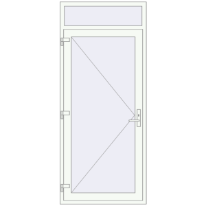 Aluminum entrance door 1000x2340 mm With fanlight. View from inside Buy Entrance doors 1000x2340 mm DOOR KORSA ALU STANDARD 72 RAL 9016 Traffic white two-sided