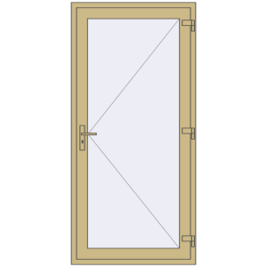 Aluminum entrance door 1000x2100 mm Single leaf. View from inside Buy Entrance doors 1000x2100 mm DOOR ALU STANDARD 72 RAL 1000 Green beige two-sided