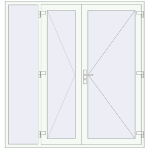 Drzwi zewnętrzne aluminiowe 2000x2100 mm Z lewym panelem bocznym. Widok od środka Zamów teraz Drzwi zewnętrzne 2000x2100 mm DOOR KORSA ALU STANDARD 72 RAL 9016 Traffic white dwustronny