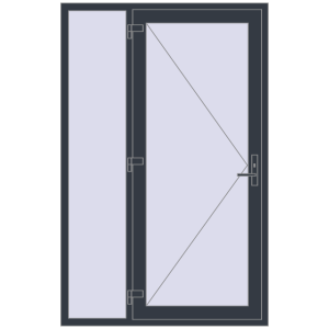 Buy Entrance doors 1350x2100 mm DOOR KORSA OPTIMUM REHAU BRILLANT ANTHRACITE_GREY_STRUKTURAL two-sided