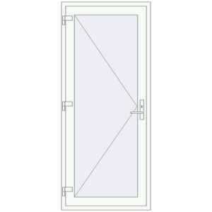 Plastic entrance door 940x2050 mm Single-leaf. View from outside Buy Entrance doors 940x2050 mm DOOR KORSA ENERGY-SAVING REHAU SYNEGO RAL 9016 Traffic white two-sided