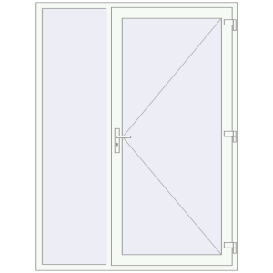 Plastic entrance door 1650x2200 mm With left side panel. View from inside Buy Entrance doors 1650x2200 mm DOOR KORSA OPTIMUM REHAU BRILLANT RAL 9016 Traffic white two-sided