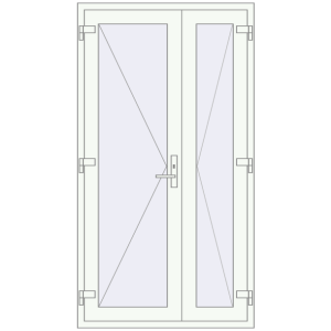 Drzwi zewnętrzne plastikowe 1100x2020 mm Podwójny liść. Widok od środka Zamów teraz Drzwi zewnętrzne 1100x2020 mm DOOR OPTIMUM REHAU BRILLANT RAL 9016 Traffic white dwustronny