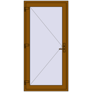 Plastic entrance door 950x2040 mm Single-leaf. View from inside Buy Entrance doors 950x2040 mm DOOR KORSA OPTIMUM REHAU BRILLANT GOLDEN OAK two-sided